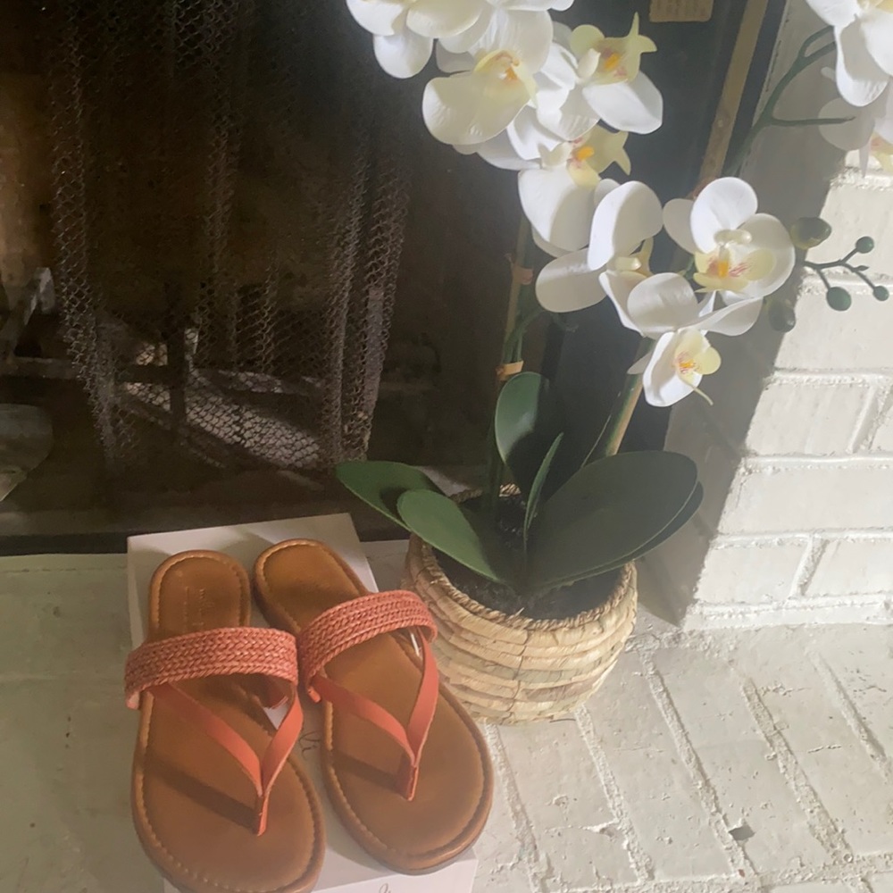 Rust colored thong sandals made in Italy